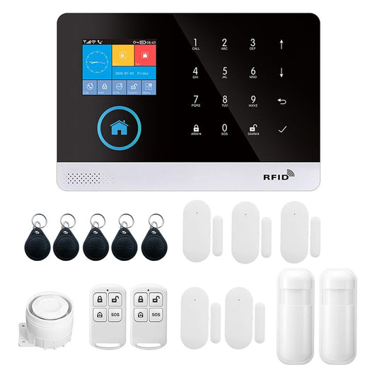433MHz Wireless WiFi GSM Auto-Dial Alarm Security System with LCD Display, Door Sensor & PIR Motion Sensor