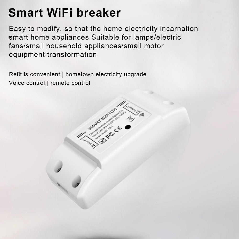 WiFi & BT Smart Switch 10A 2200W Dual Mode On/Off Universal Home Automation Module
