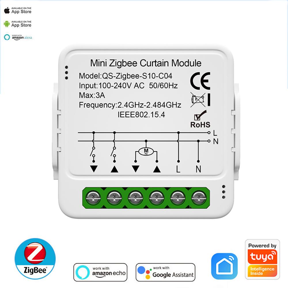 Tuya ZigBee/WiFi Smart Curtain Switch – 5-Pack Set with Voice Control (QS-S10-C04)
