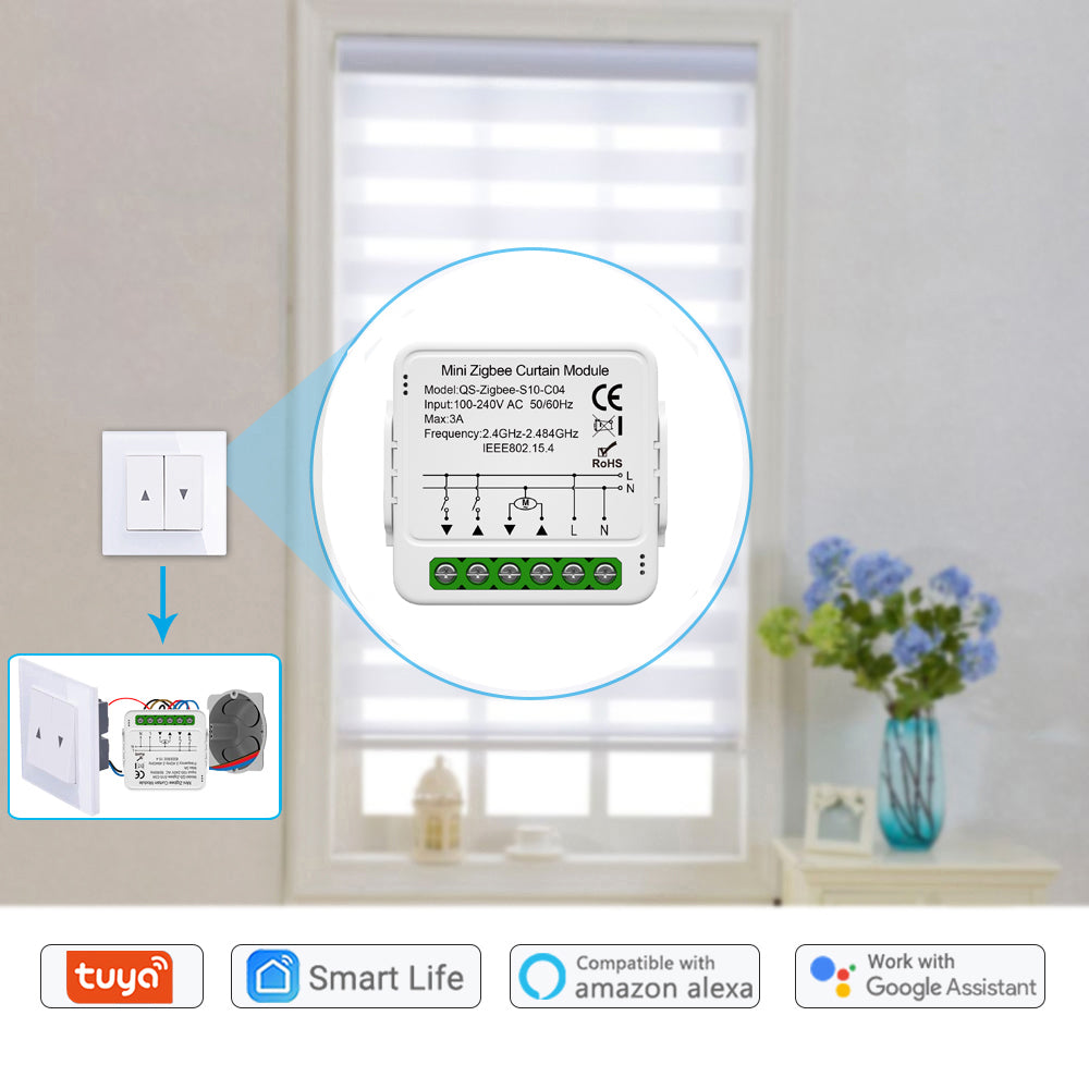 Tuya ZigBee/WiFi Smart Curtain Switch – 5-Pack Set with Voice Control (QS-S10-C04)