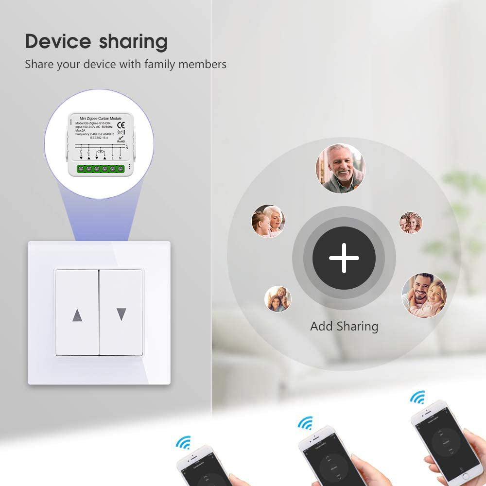 Tuya ZigBee/WiFi Smart Curtain Switch – 5-Pack Set with Voice Control (QS-S10-C04)