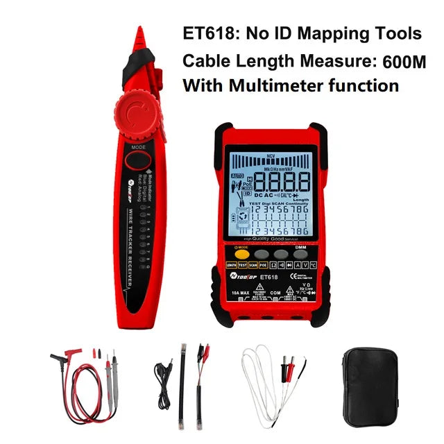 ET616 / ET618 Professional Network Cable Tester with Digital Tracing, PoE Test & Cable Length Measurement