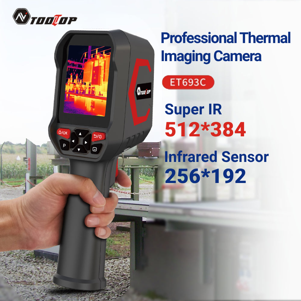 TOOLTOP ET693C Thermal Imaging Camera – 256×192 IR Sensor + 1080P Visible, 512×384 Super IR Enhancement, for Automotive & Electrical Diagnostics