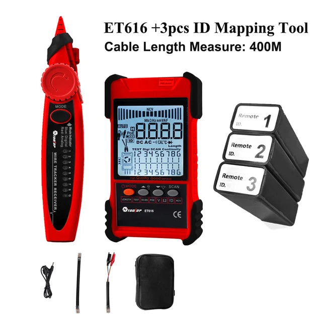 ET616 / ET618 Professional Network Cable Tester with Digital Tracing, PoE Test & Cable Length Measurement