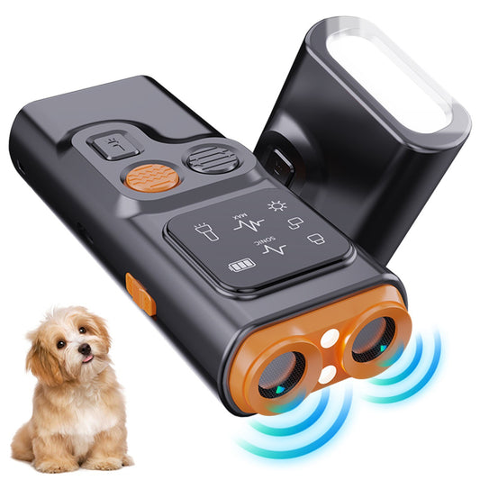 Rechargeable Ultrasonic Dog Bark Control Device with LED Flashlight - Portable Indoor & Outdoor Anti-Bark Deterrent