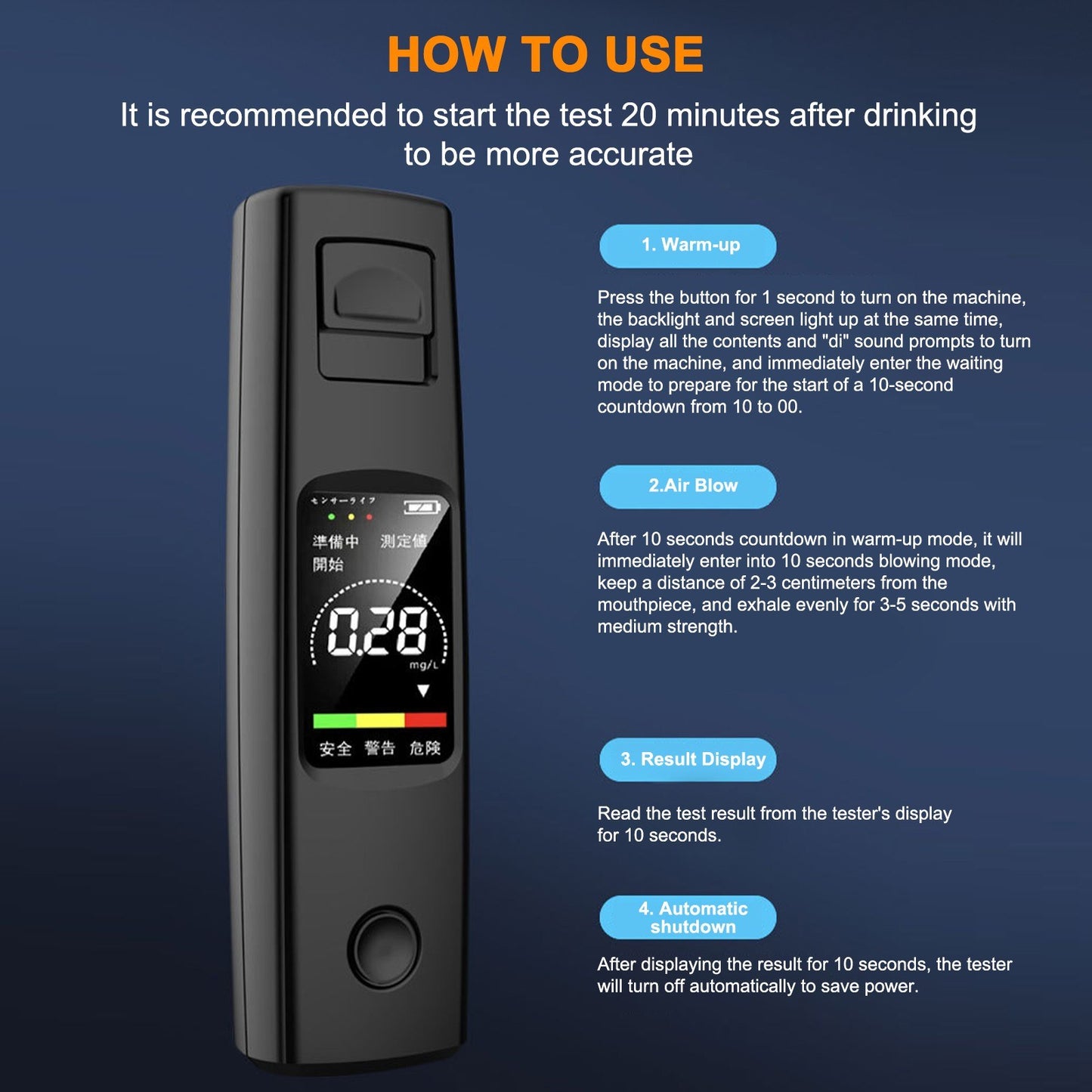 High Accuracy Portable Touchless Alcohol Detector for Cars