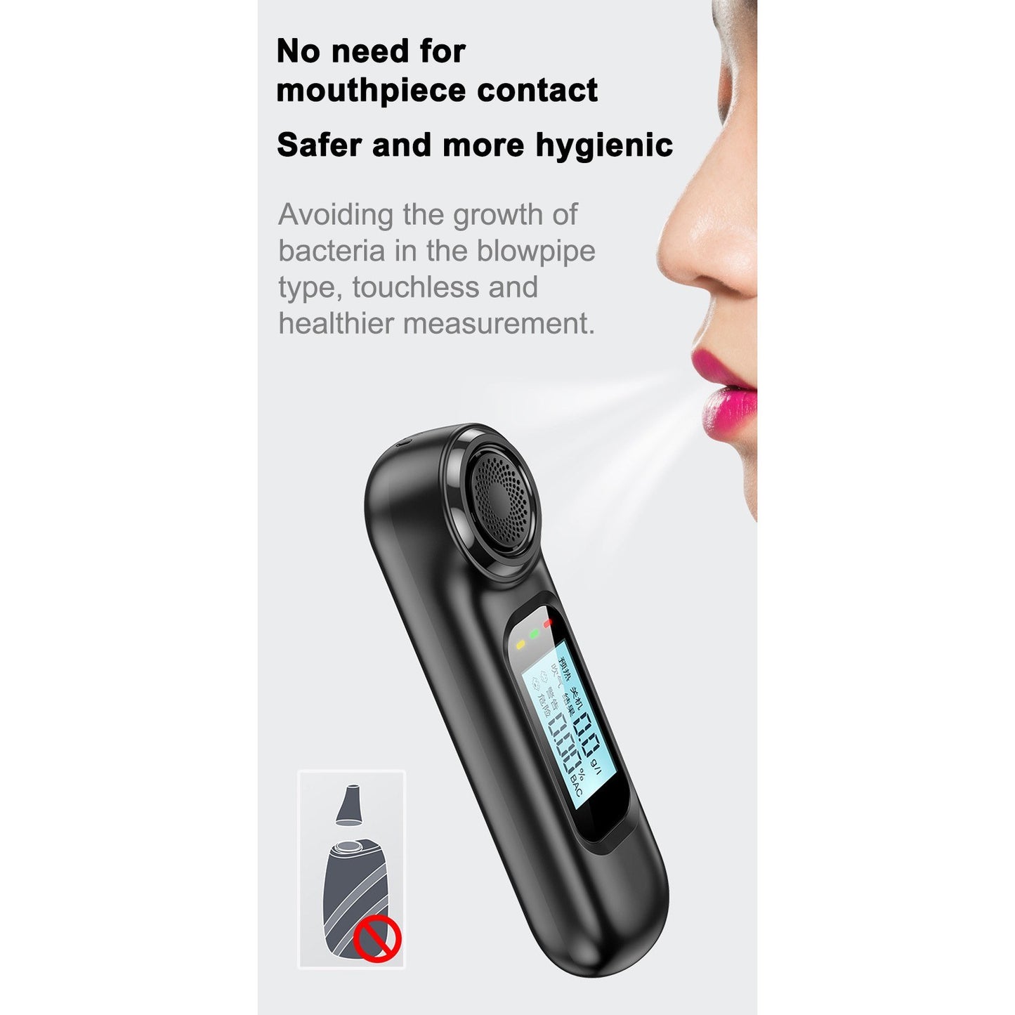 High Accuracy Digital Breathalyzer - Portable, Touchless Breath Alcohol Tester for Car