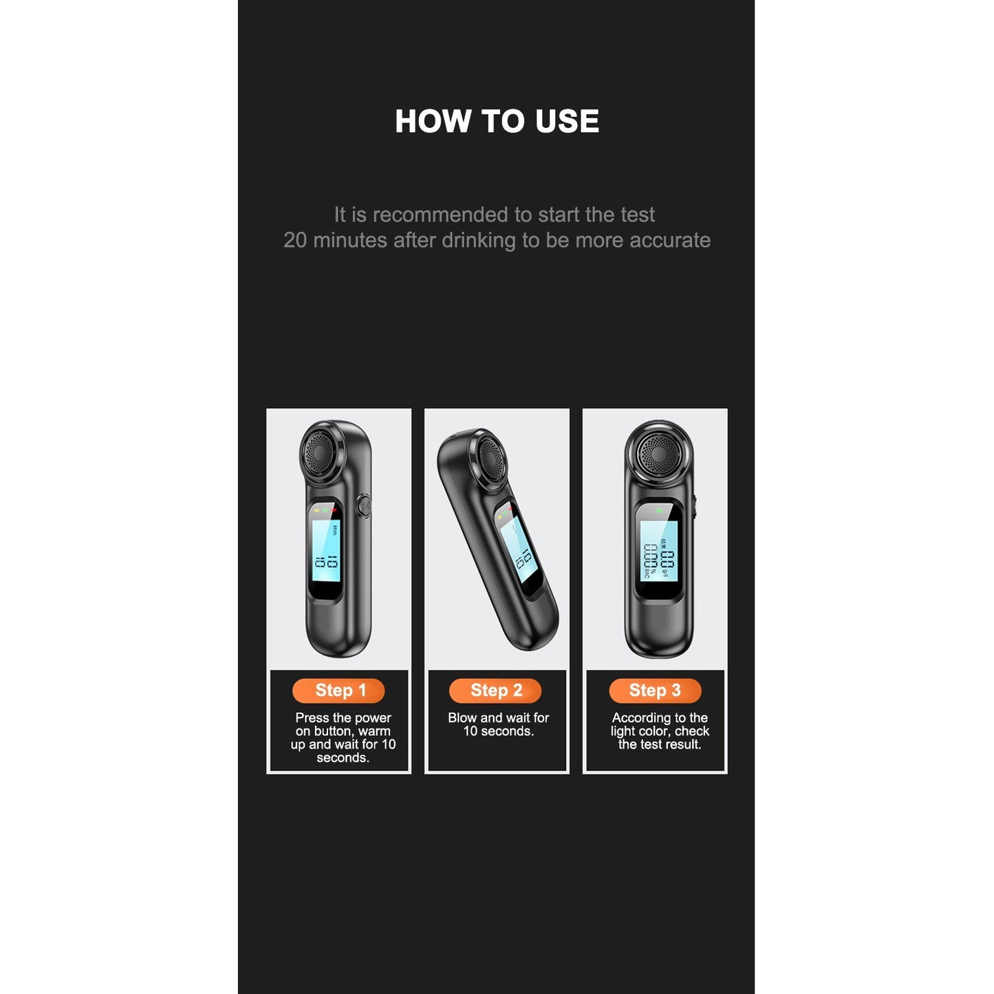 High Accuracy Digital Breathalyzer - Portable, Touchless Breath Alcohol Tester for Car