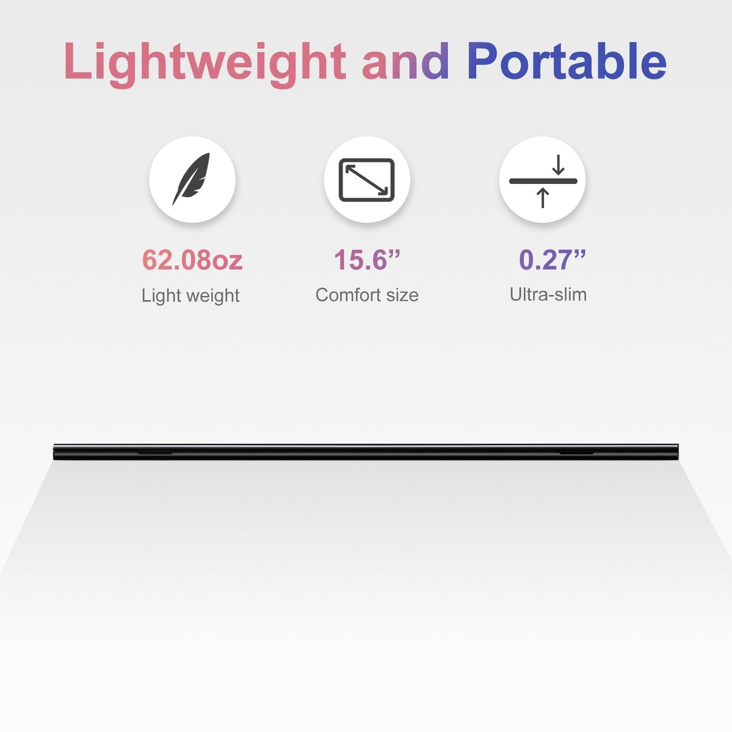 15.6 Ultra-Thin 1080P Dual Monitor Laptop Extender - Foldable 60Hz External Display for PC, Phone & Game Consoles