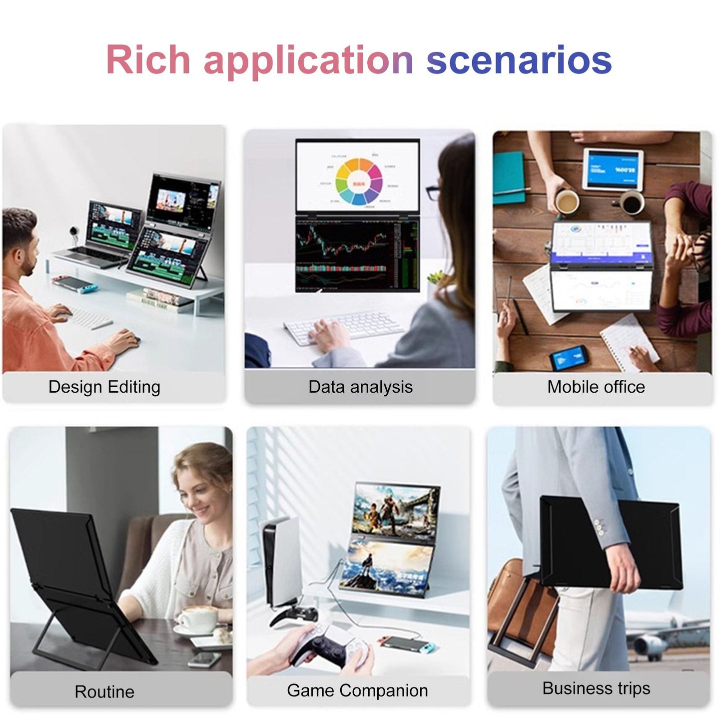 15.6 Ultra-Thin 1080P Dual Monitor Laptop Extender - Foldable 60Hz External Display for PC, Phone & Game Consoles