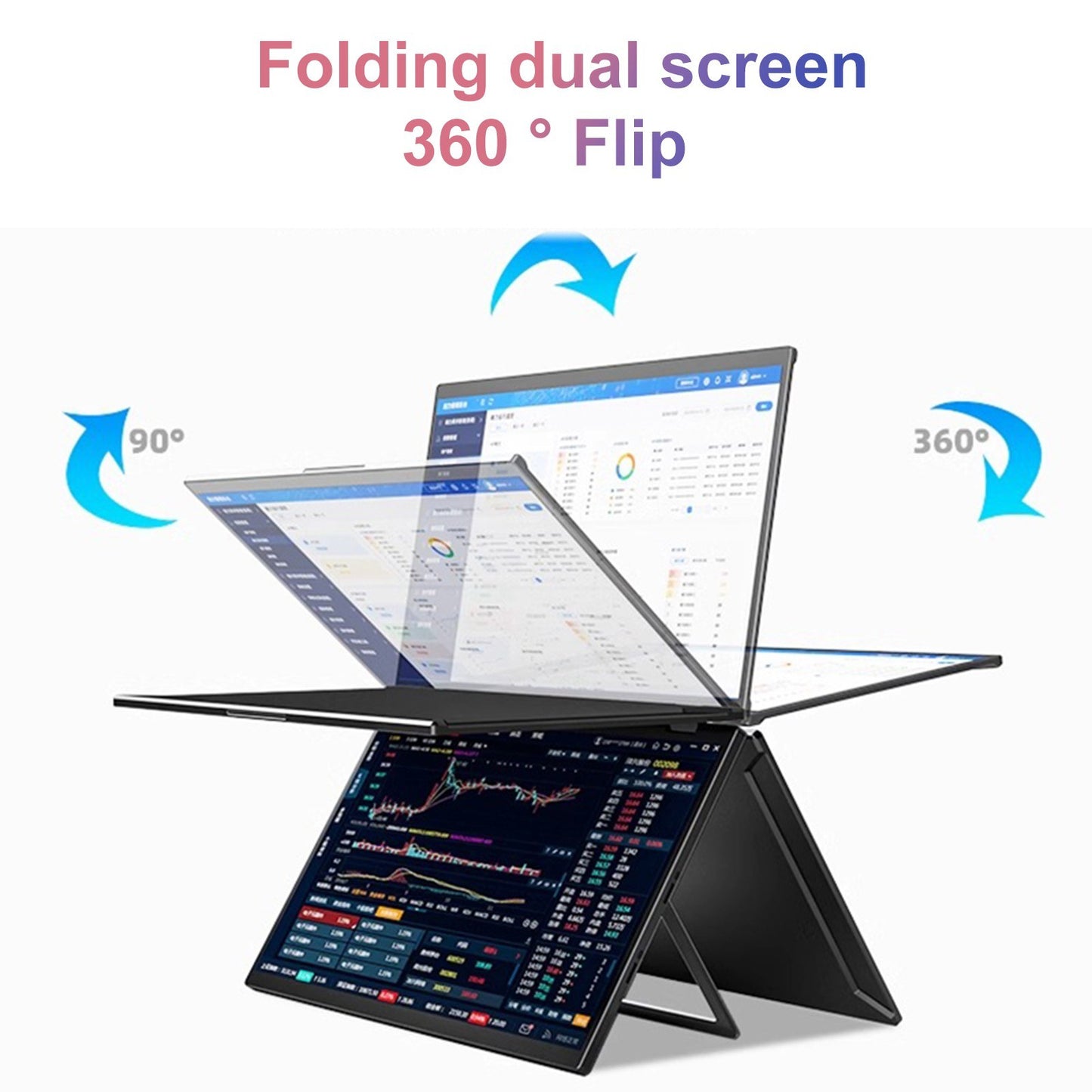 15.6 Ultra-Thin 1080P Dual Monitor Laptop Extender - Foldable 60Hz External Display for PC, Phone & Game Consoles