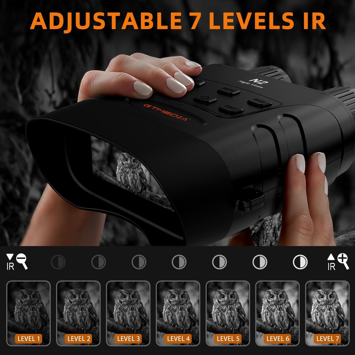 GTMEDIA N2 Night Vision Binoculars with 2.4 Screen, 5x Zoom, 1080P HD Video for Hunting & Wildlife Observation