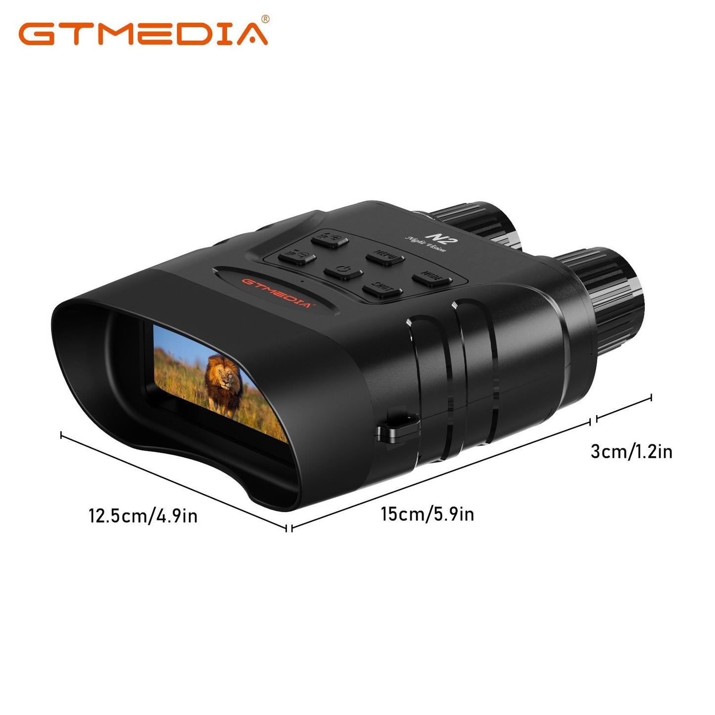 GTMEDIA N2 Night Vision Binoculars with 2.4 Screen, 5x Zoom, 1080P HD Video for Hunting & Wildlife Observation