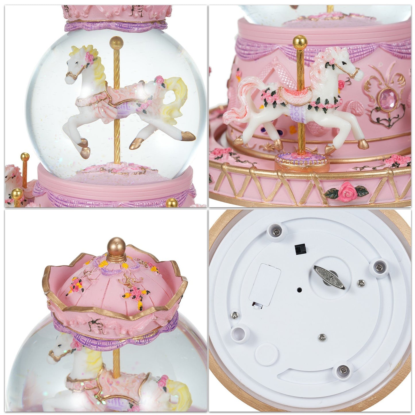 Crystal Ball Music Box: Light-Up Rotating Carousel with Colorful Lights and Cute Horses - Perfect Girls Birthday or Festival Gift