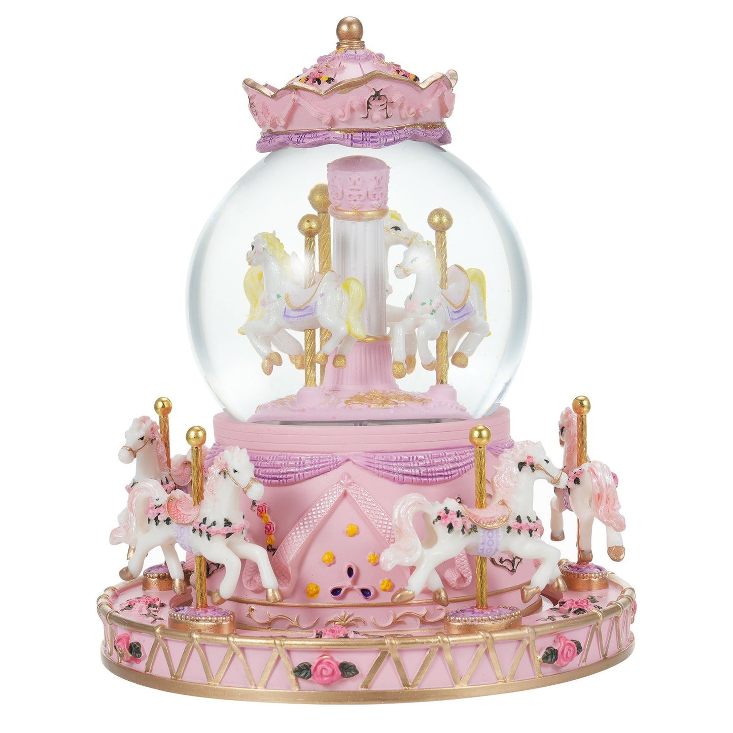 Crystal Ball Music Box: Light-Up Rotating Carousel with Colorful Lights and Cute Horses - Perfect Girls Birthday or Festival Gift