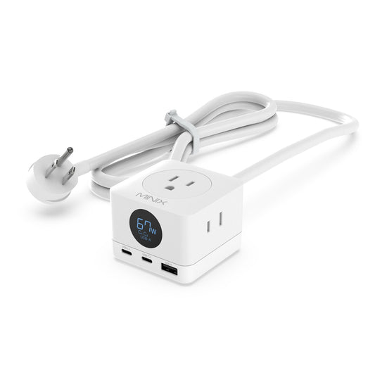 MINIX 67W GaN Power Strip, 6-in-1: 2 USB-C, 1 USB-A Ports + 3 AC Outlets, TUV US & FCC Certified