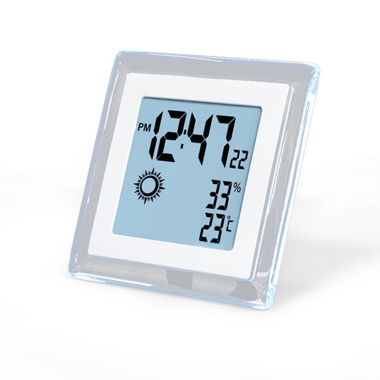 Smart LCD Alarm Clock with Sensor-Driven Weather, Temp & Humidity Display