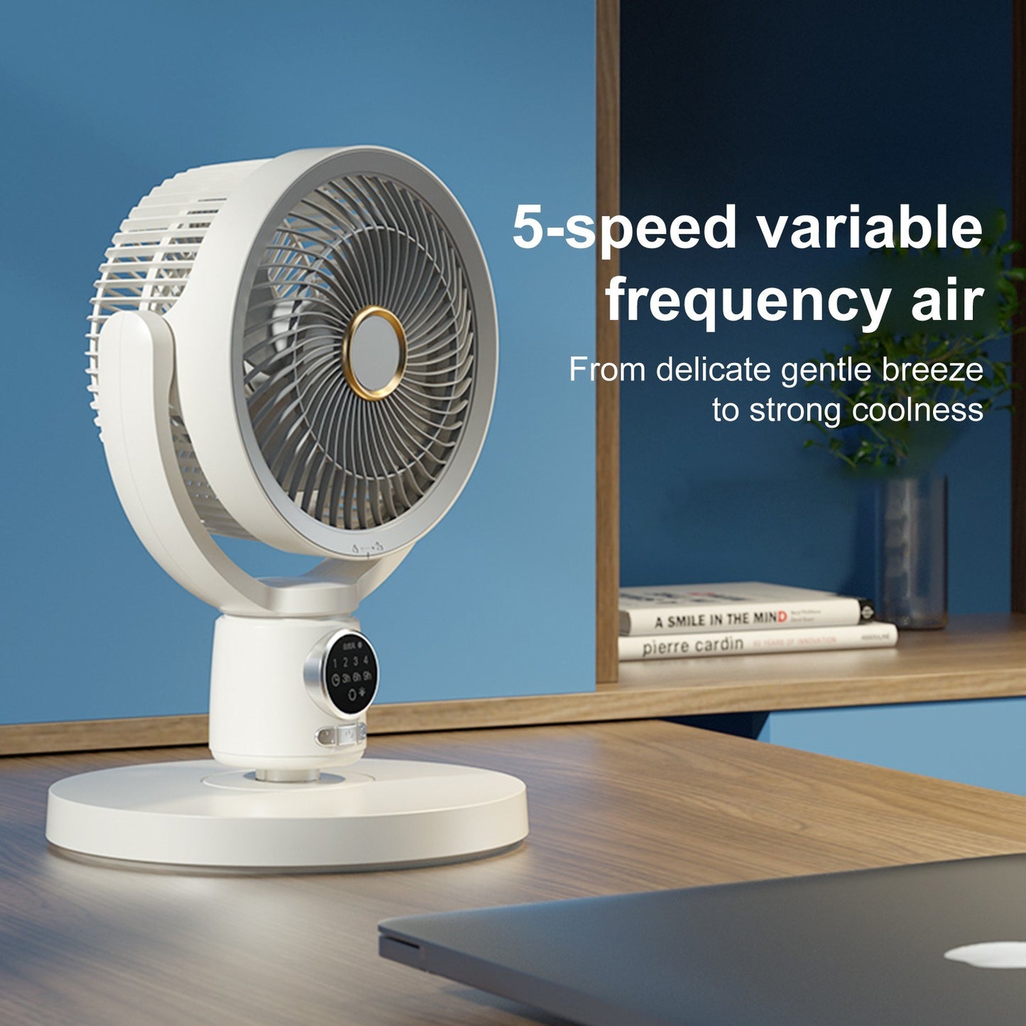 Desktop Air Circulation Floor Fan with Night Light & Detachable Rod