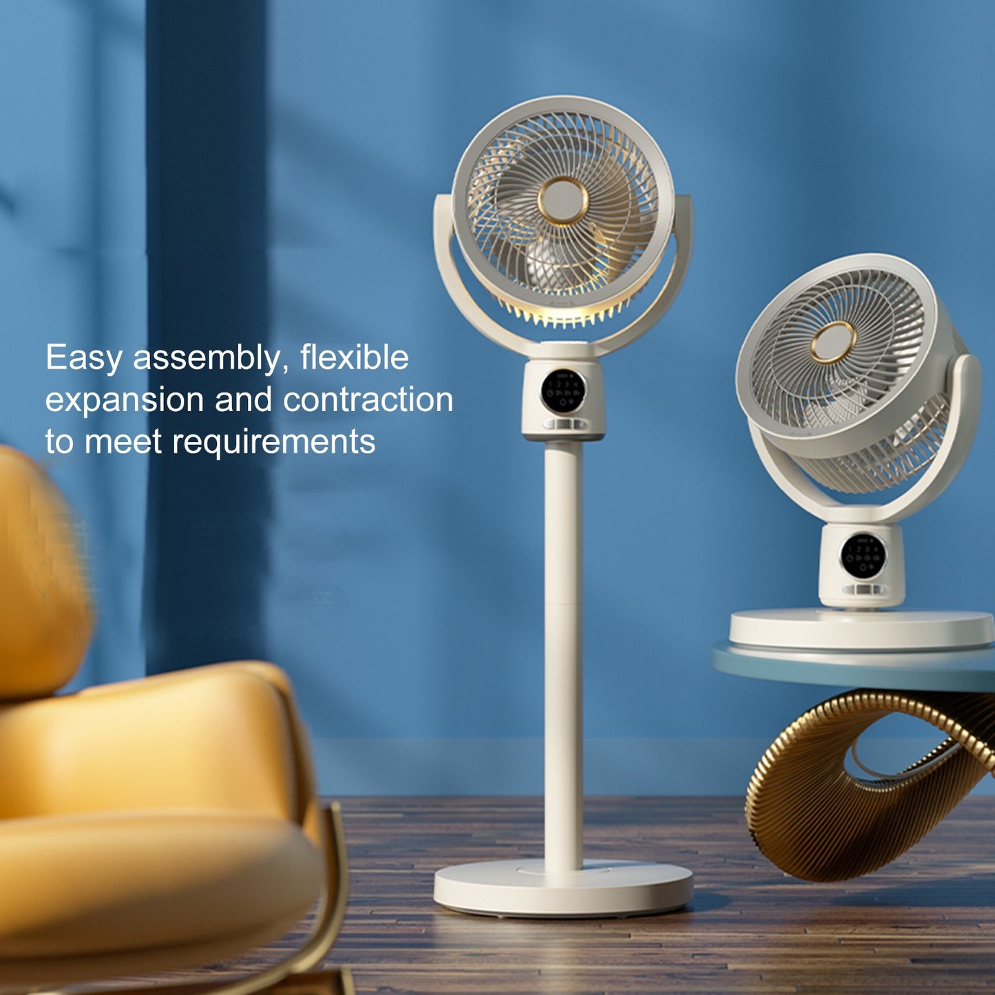 Desktop Air Circulation Floor Fan with Night Light & Detachable Rod