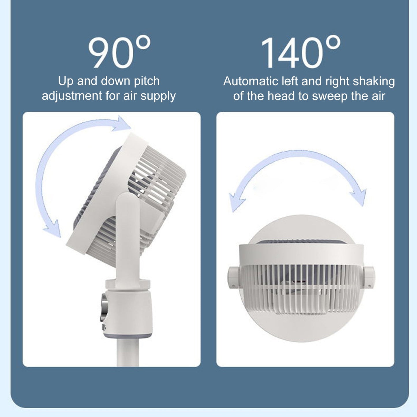 Desktop Air Circulation Floor Fan with Night Light & Detachable Rod