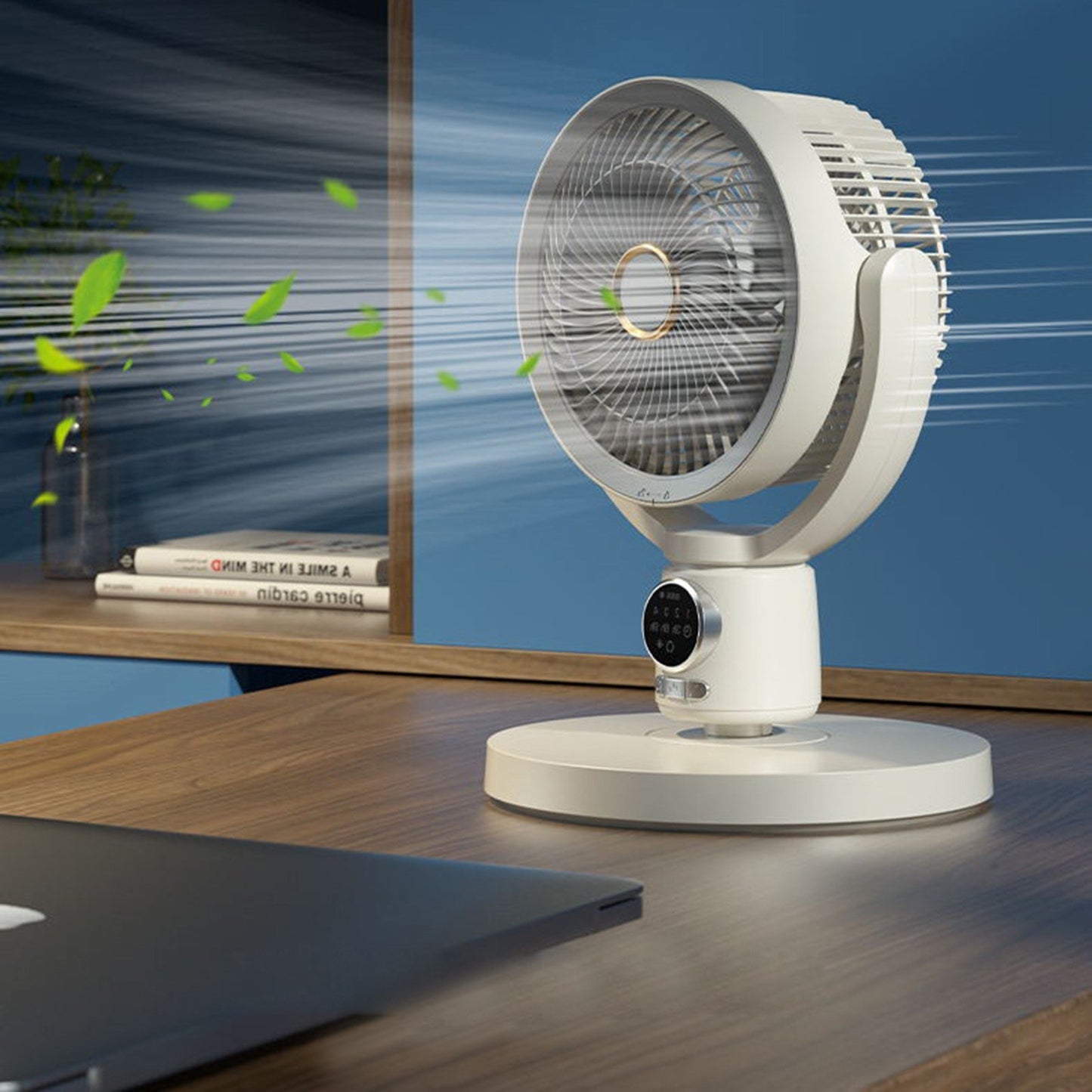 Desktop Air Circulation Floor Fan with Night Light & Detachable Rod