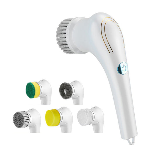 Waterproof 360° Swivel Bathroom Tub Cleaner with 5 High-speed Brush Heads