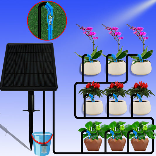 Solar-Powered Automatic Drip Irrigation System for Outdoor Potted Plants – Water Timer & Micro-Drip Watering Solution