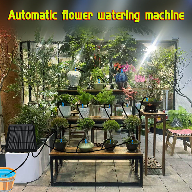 Solar-Powered Automatic Drip Irrigation System for Outdoor Potted Plants – Water Timer & Micro-Drip Watering Solution