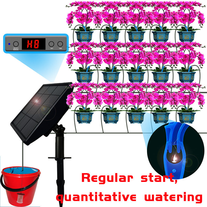 Solar-Powered Automatic Drip Irrigation System for Outdoor Potted Plants – Water Timer & Micro-Drip Watering Solution