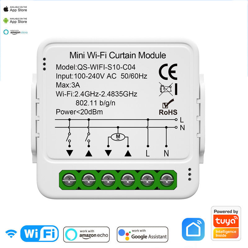 Tuya ZigBee/WiFi Smart Curtain Switch – 5-Pack Set with Voice Control (QS-S10-C04)