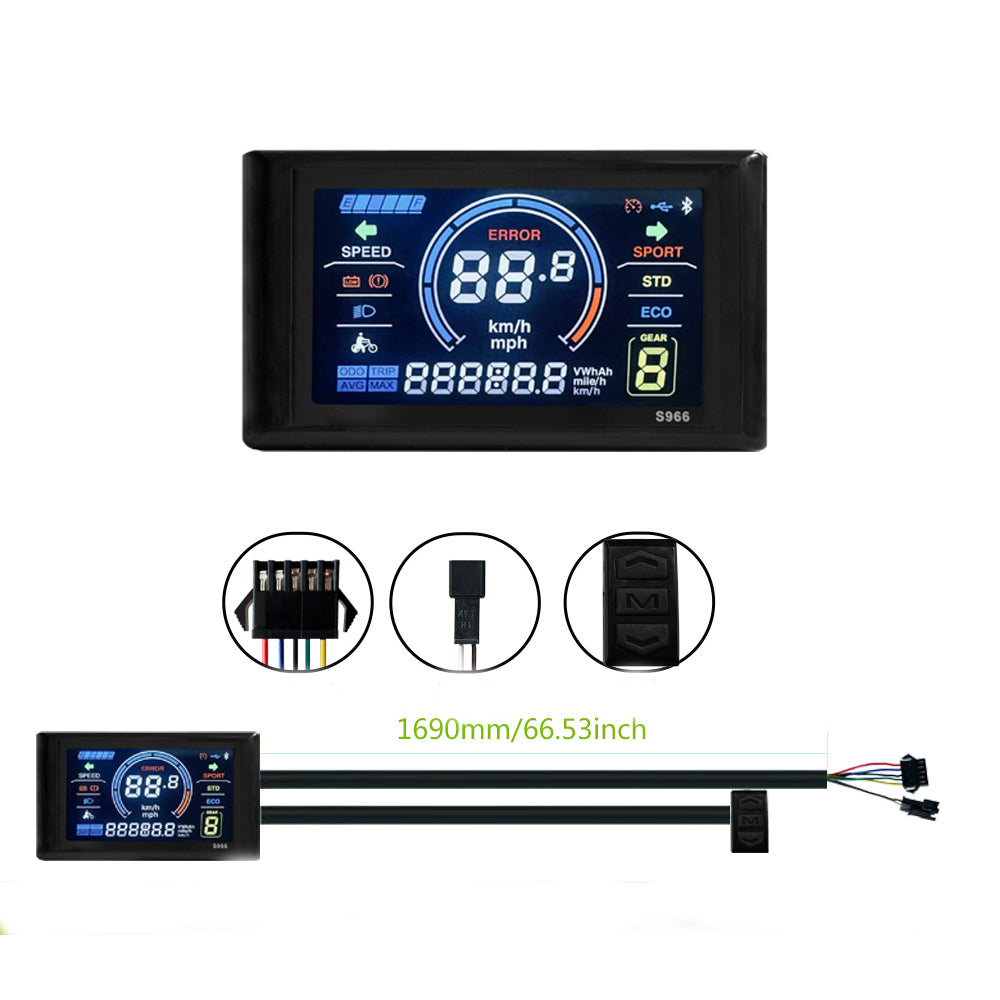 Smart Color LCD Display Panel for Ebike (24-72V, 5-Pin, Waterproof, No. 2 Protocol Controller Compatible) (Copy)