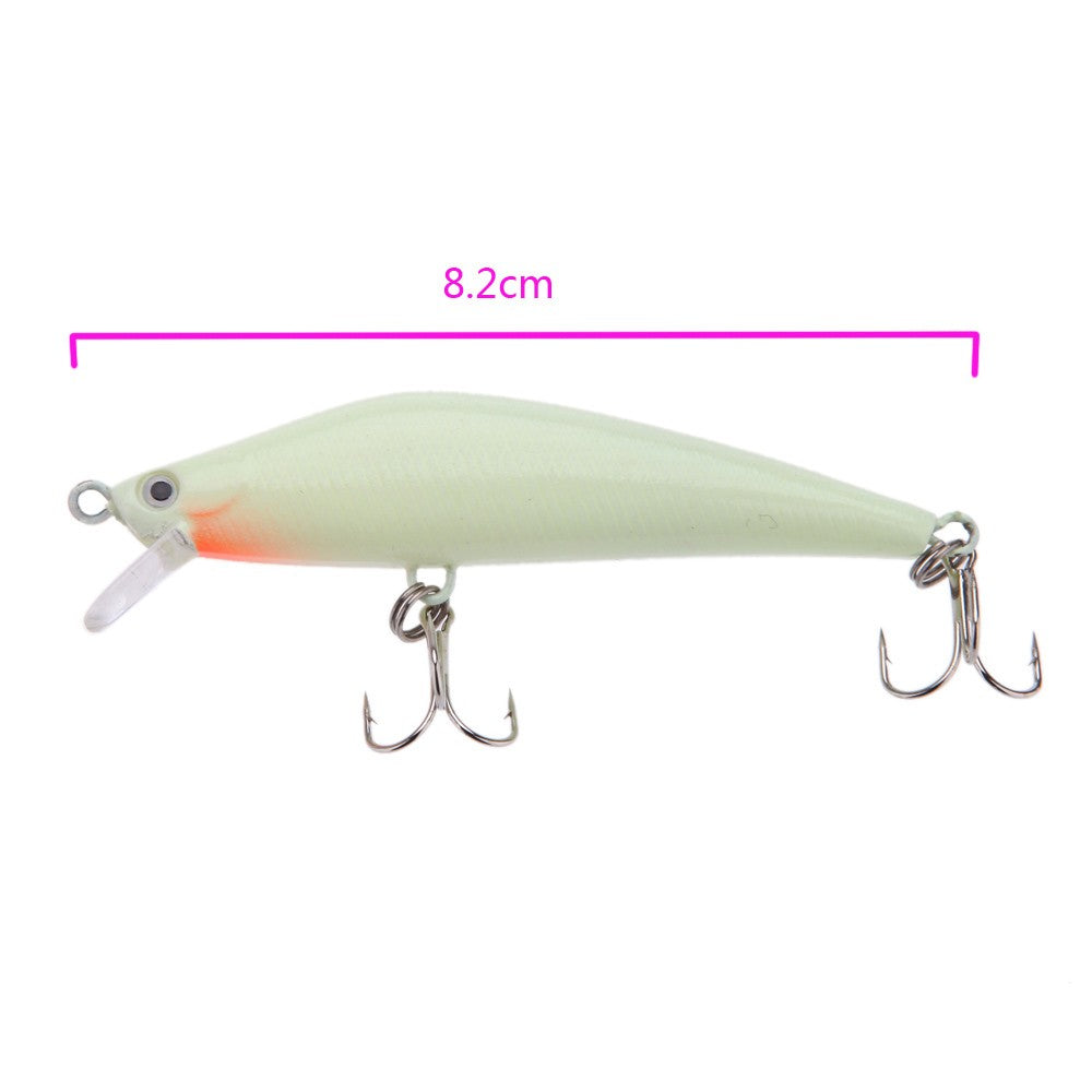 3D Luminous Minnow Fishing Lure - 82mm, 8g Hard Bait with Dual Treble Hooks