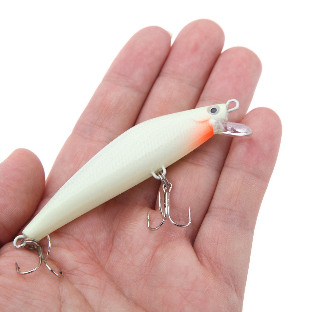 3D Luminous Minnow Fishing Lure - 82mm, 8g Hard Bait with Dual Treble Hooks