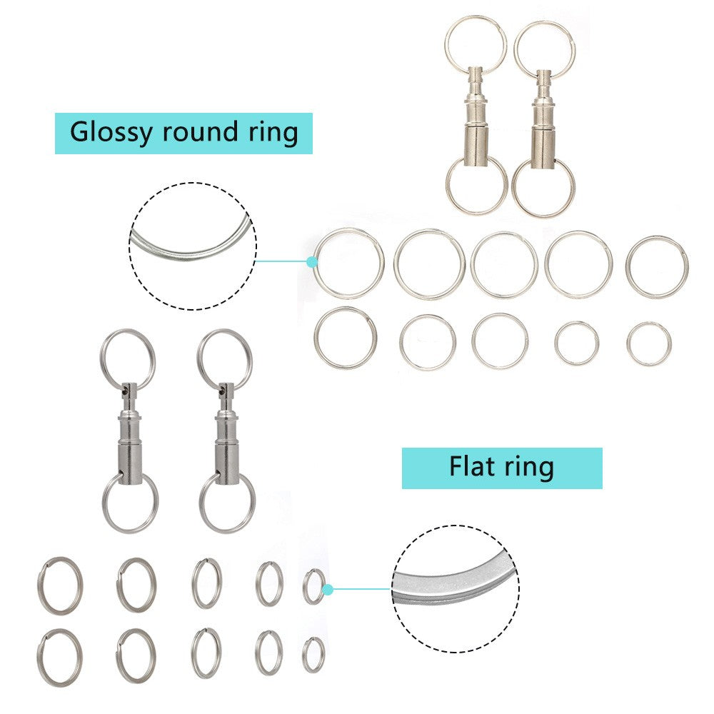 5-Piece Quick Release Detachable Keychain with Two Split Rings