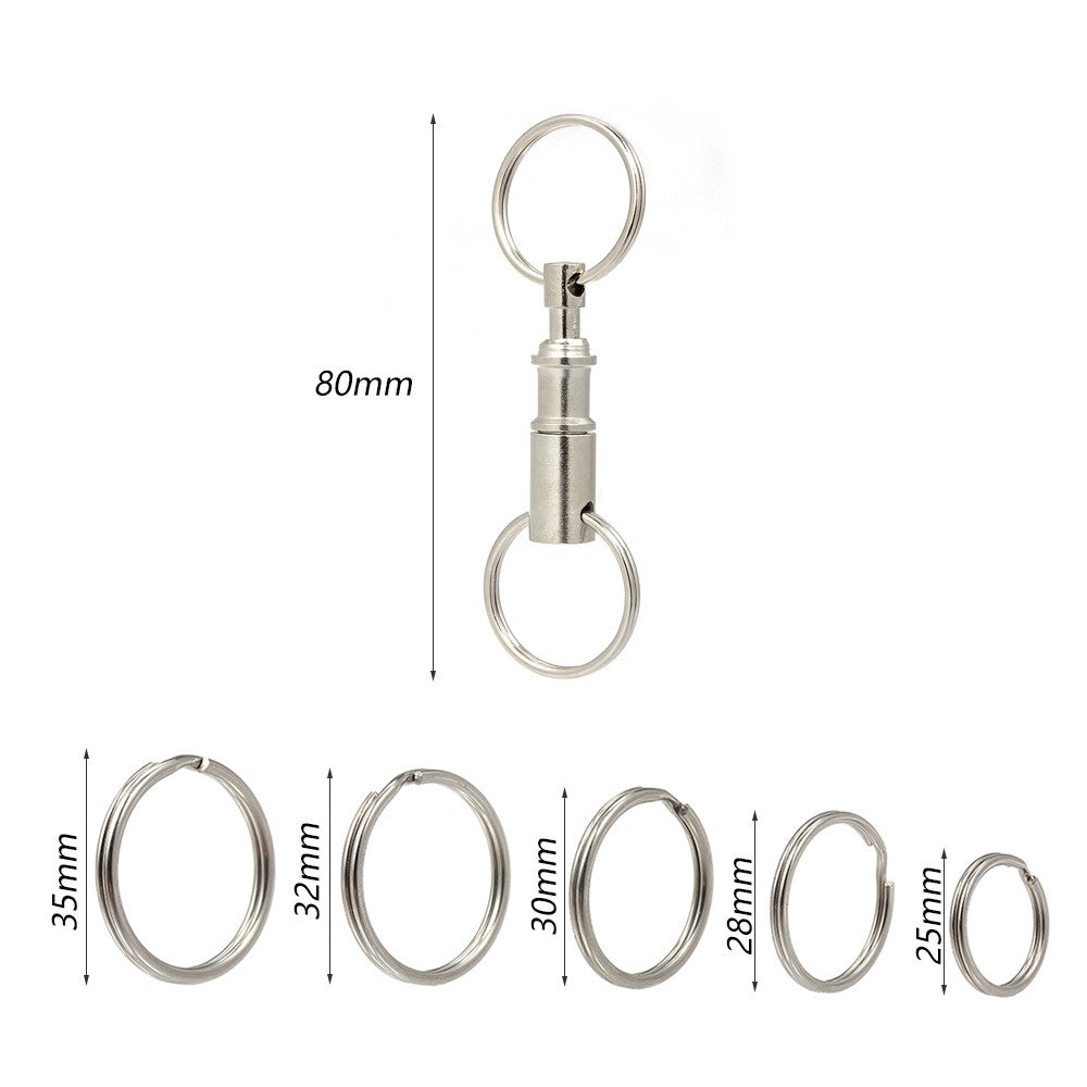 5-Piece Quick Release Detachable Keychain with Two Split Rings