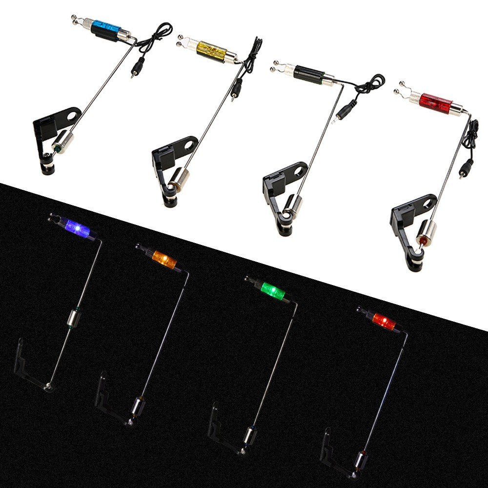 4Pcs LED Illuminated Fishing Bite Alarm Hanger Swinger Indicator