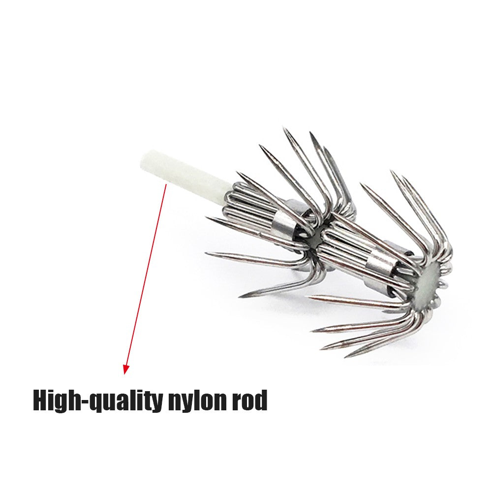 20PCS Luminous Squid Jig Hooks #2.0 - #4.0 Wood Shrimp Umbrella Hooks