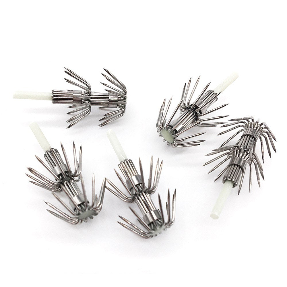 20PCS Luminous Squid Jig Hooks #2.0 - #4.0 Wood Shrimp Umbrella Hooks