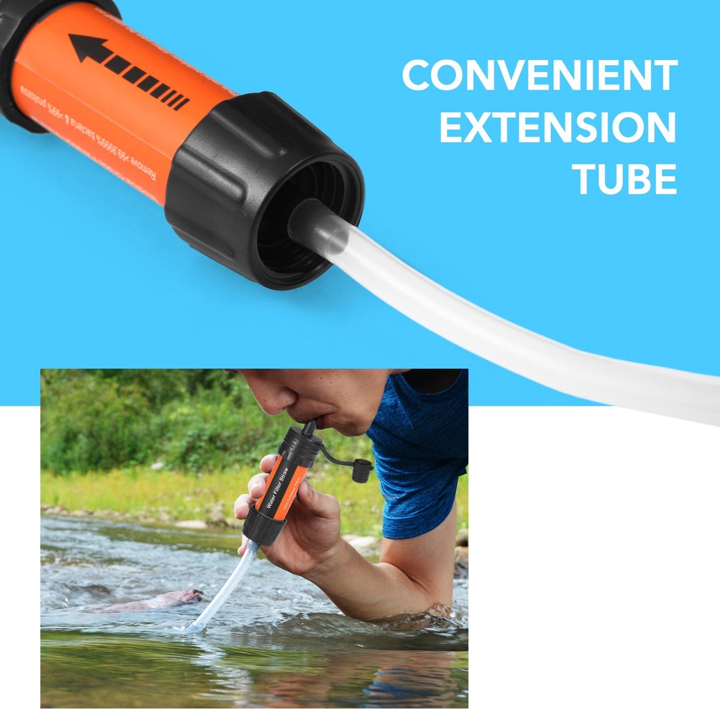 Portable Water Purifier Straw for Camping, Backpacking & Emergency Use