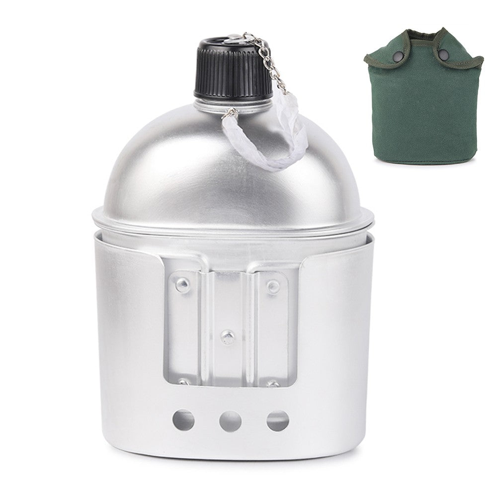 3-Piece Camping Cookware Set: Aluminum Canteen Cup, Wood Stove, and Cover Bag for Hiking & Backpacking