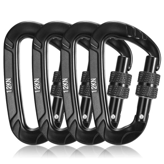 4-Pack 12KN Twist Lock Carabiners - Snag-Free Design