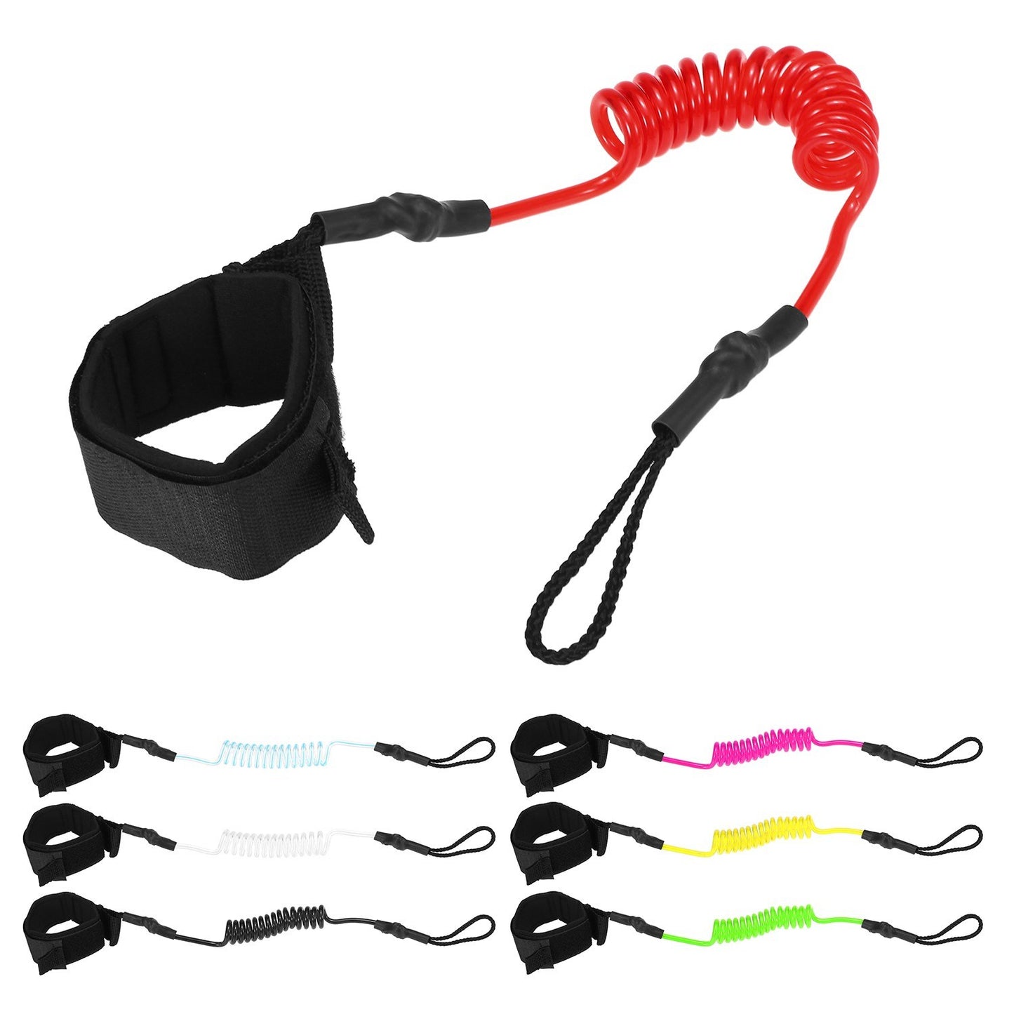 4ft Coiled Ankle Leash - Elastic SUP Paddleboard Leg Rope