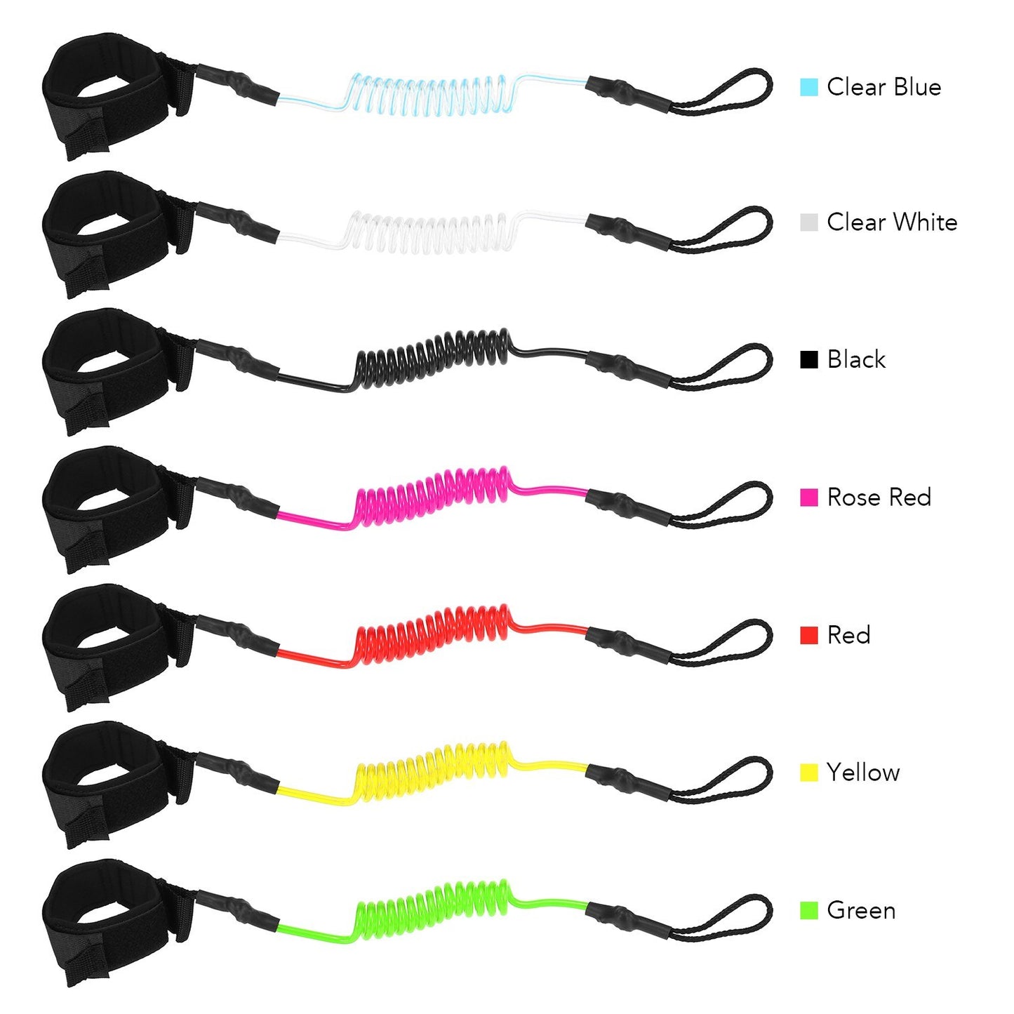 4ft Coiled Ankle Leash - Elastic SUP Paddleboard Leg Rope