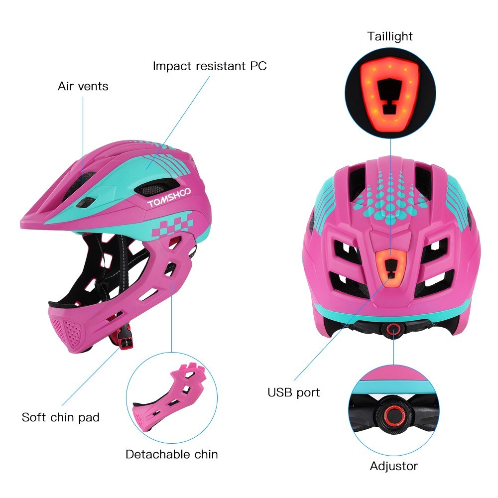 TOMSHOO Kids Full Face Bike Helmet