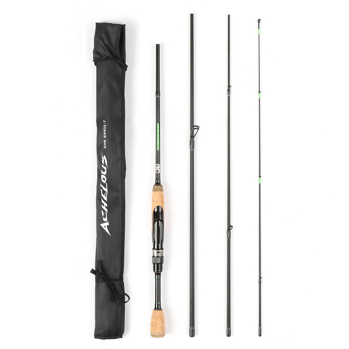 Lightweight 6.8FT Carbon Fiber Portable Travel Spinning Fishing Rod, 4-Piece Fishing Pole