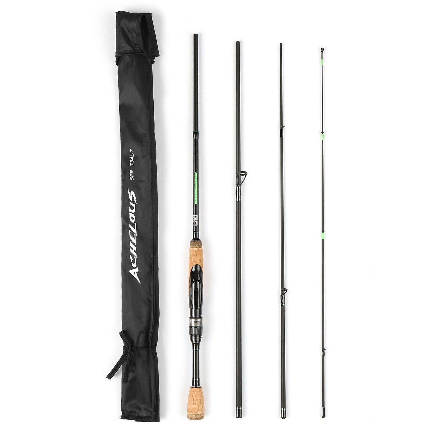 Lightweight 6.8FT Carbon Fiber Portable Travel Spinning Fishing Rod, 4-Piece Fishing Pole