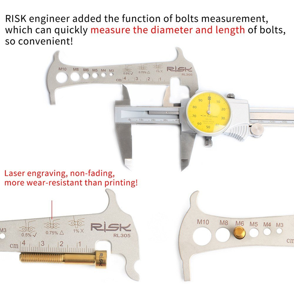 3-in-1 Bike Chain Wear Indicator, Chain Hook & Bolt Measurement Tool