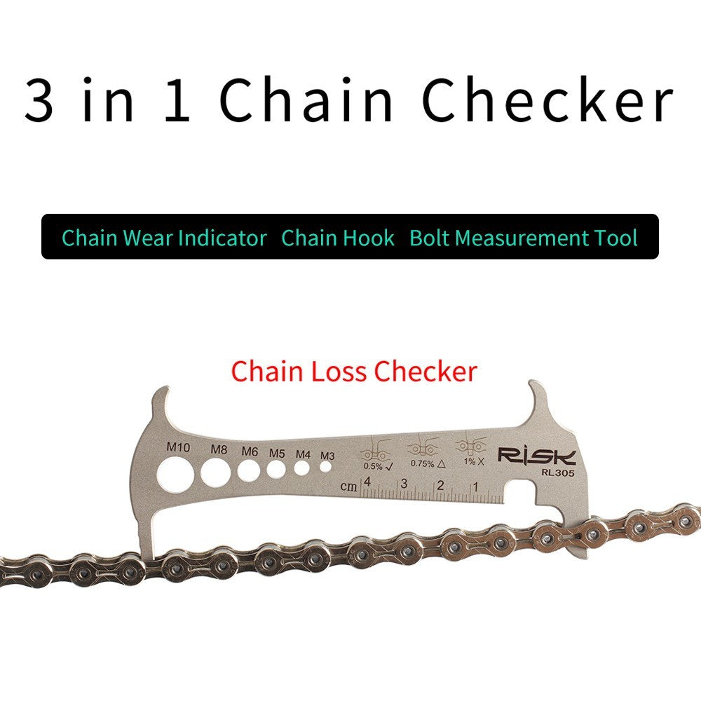 3-in-1 Bike Chain Wear Indicator, Chain Hook & Bolt Measurement Tool