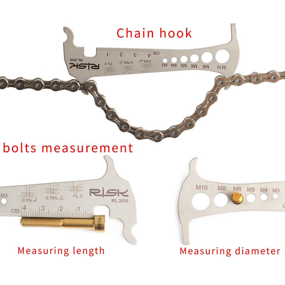 3-in-1 Bike Chain Wear Indicator, Chain Hook & Bolt Measurement Tool