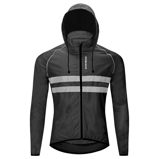High Visibility Mens Windproof Hooded Cycling Jacket - Breathable Reflective Sports Coat